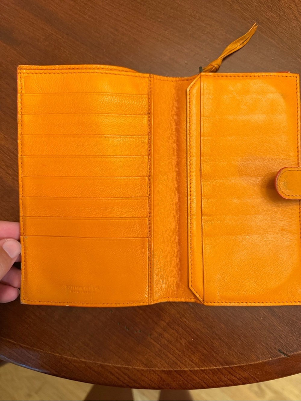Bottega Veneta Orange Intrecciato Leather Zip Wallet - Picture 3 of 12